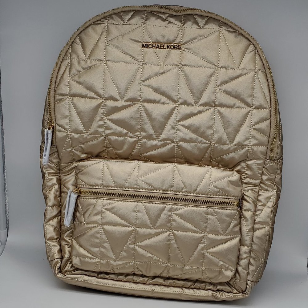 Michael Kors Winnie Large Quilted Nylon Backpack Pale Gold
